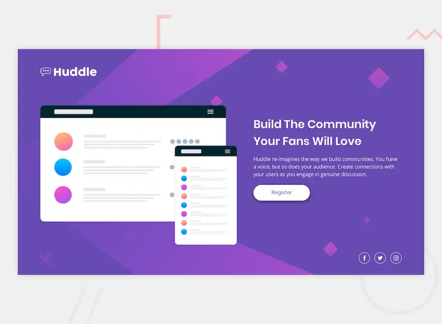 Huddle Landing Page I worked on